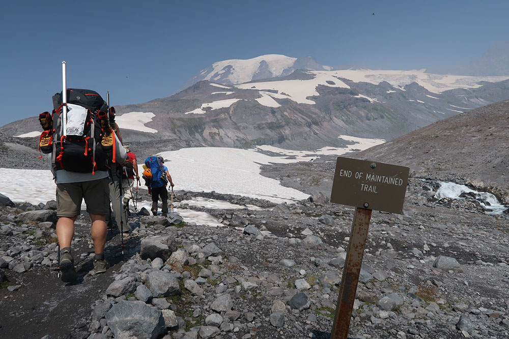 Heading into the alpine, just below Mt Rainier's Paradise glacier.