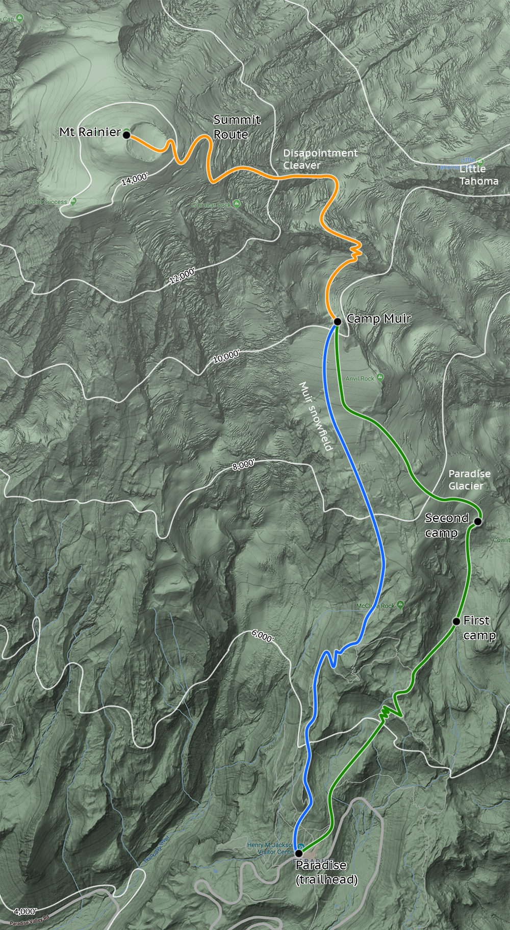 Our multi-day journey to the summit of Mt Rainier via the Paradise Glacier and the "Disappointment Cleaver route."