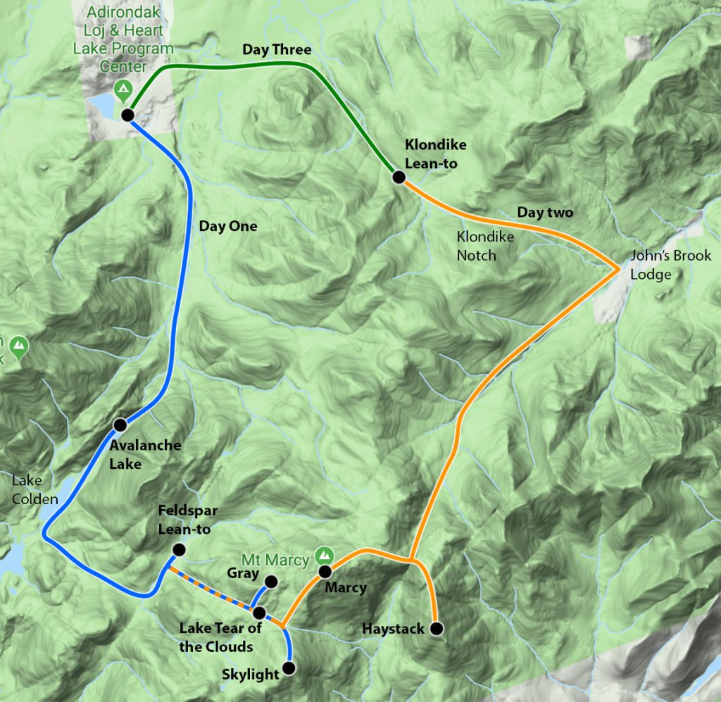 Marcy, Skylight, Haystack, and Gray dismal wilderness