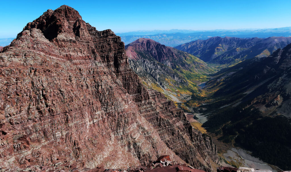 Looking towards Maroon Lake and Aspen from along the traverse.